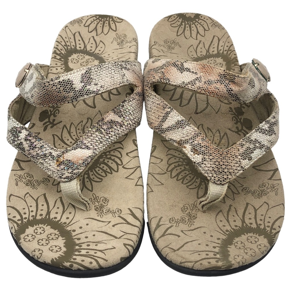 Orthaheel Vionic Snakeskin Pattern Slip On Sandals